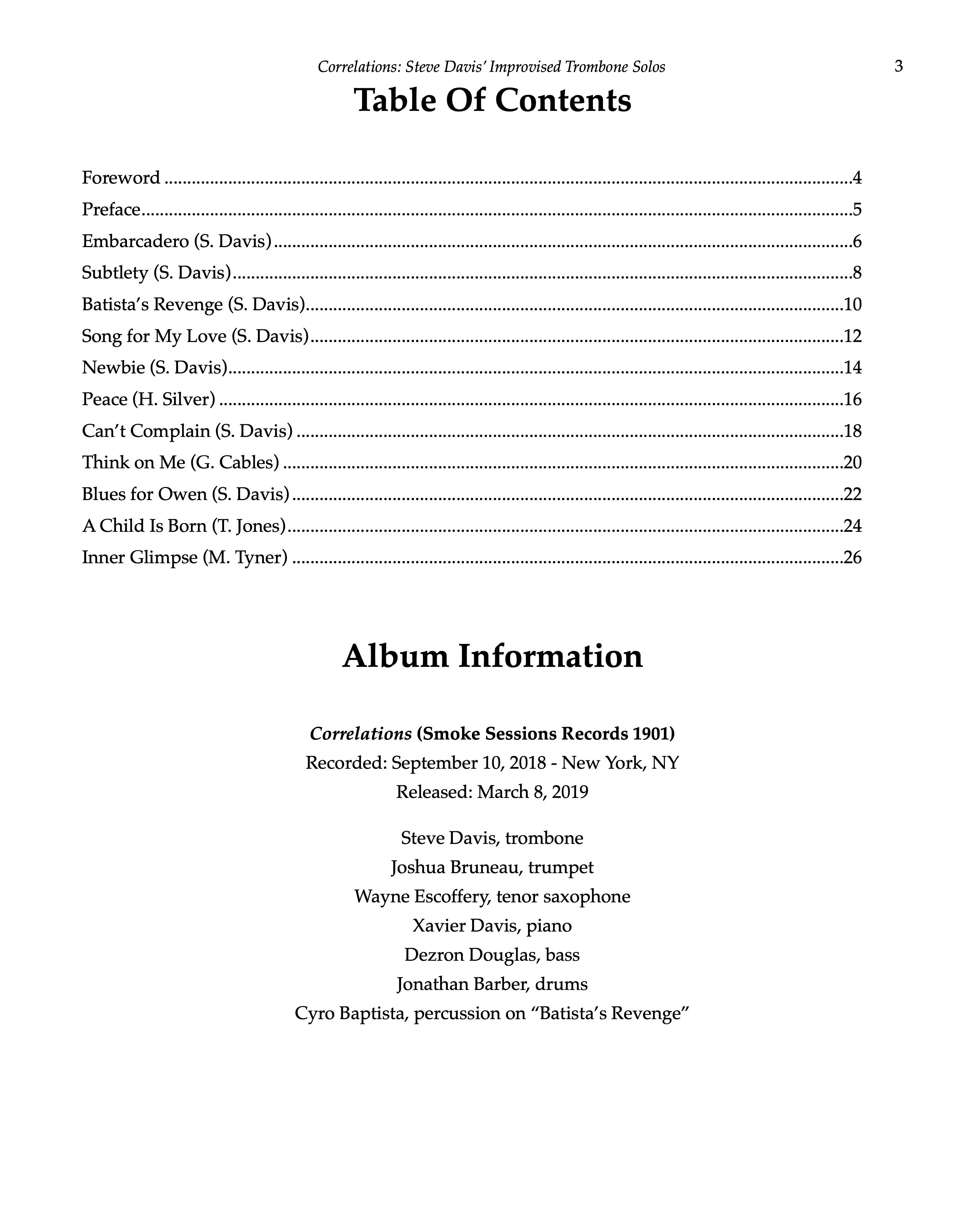Correlations: Steve Davis’ Improvised Trombone Solos